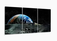 Quadro Decorativo Planeta Terra 120x60 em tecido com moldura filete - Foto 5