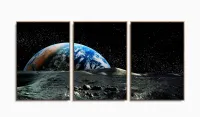 Quadro Decorativo Planeta Terra 120x60 em tecido com moldura filete - Foto 6