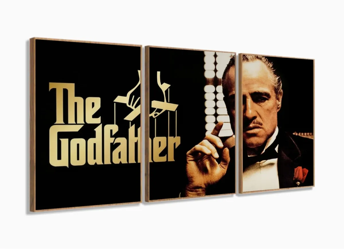 Quadro Decorativo Poderoso Chefão 3 pç 120x60 com moldura filete Imagem