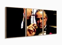 Quadro Decorativo Poderoso Chefão 120x60 3 peças com moldura filete