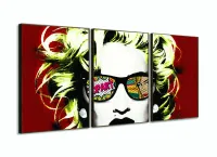 Quadro Decorativo Pop Art Madona 3 peças 120x60 sala com moldura filete - Foto 2