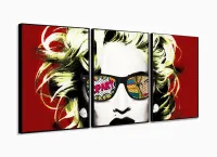 Quadro Decorativo Pop Art Madona 3 peças 120x60 sala com moldura filete - Foto 3