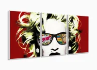 Quadro Decorativo Pop Art Madona 3 peças 120x60 sala com moldura filete - Foto 4
