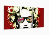 Quadro Decorativo Pop Art Madona 3 peças 120x60 sala com moldura filete - Foto 5