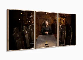 Quadro Decorativo Ragnar Lothbrok Vikings Em Tecido 3 Peças com moldura filete