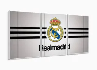 Quadro decorativo Real Madrid C F 3 Peças 120x60 em tecido com moldura filete - Foto 4