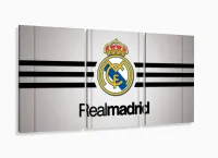 Quadro decorativo Real Madrid C F 3 Peças 120x60 em tecido com moldura filete - Foto 5