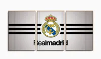 Quadro decorativo Real Madrid C F 3 Peças 120x60 em tecido com moldura filete - Foto 6