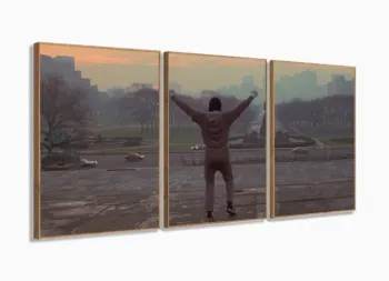 Quadro Decorativo Rocky Balboa - Filme - Tela Em Tecido com moldura filete