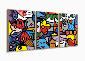 Quadro Decorativo Romero Brito 120x60 Sala Quarto com moldura filete