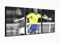 Quadro decorativo Ronaldo Fenômeno com Tela de Tecido 120x60 3 peças com moldura filete - Foto 3