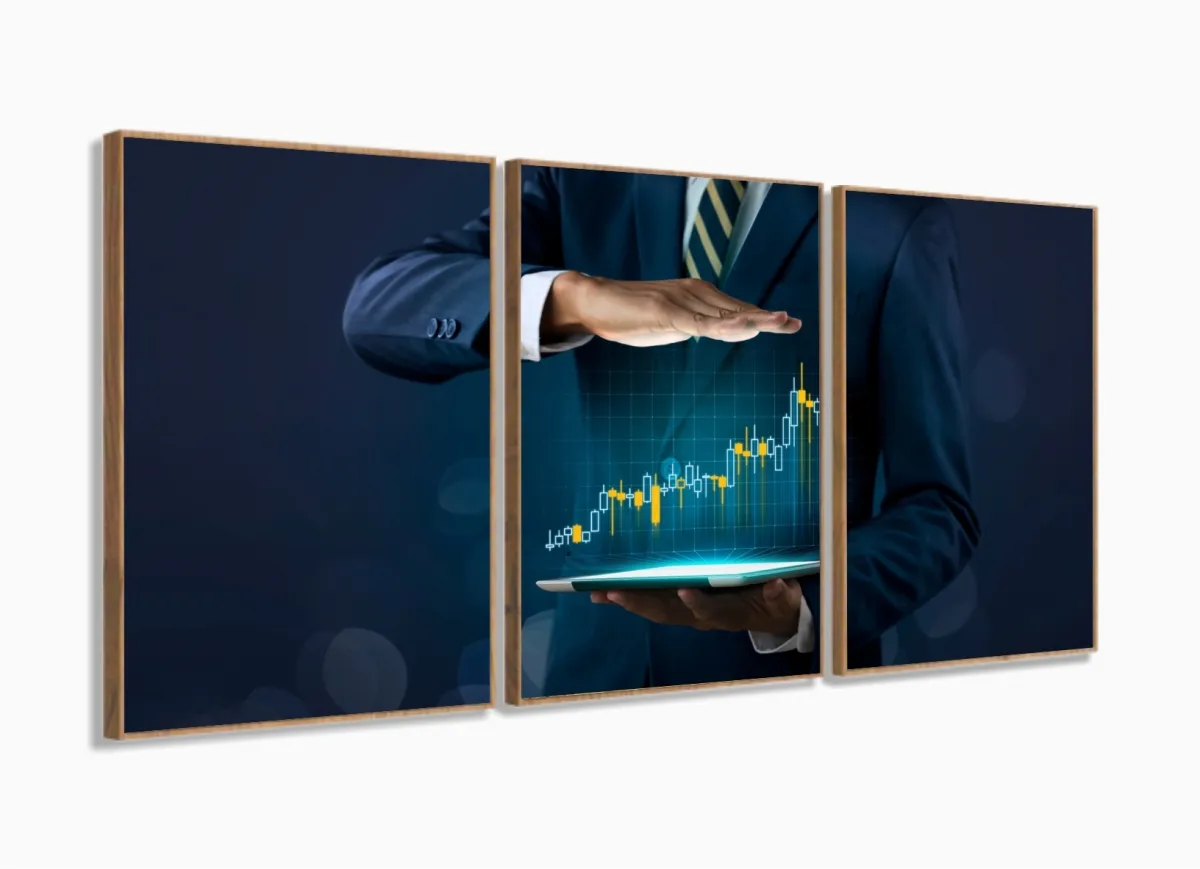 Quadro Decorativo Sala Quarto Escritório Empreendedorismo 120x60 3 peças com moldura filete Imagem