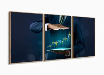 Quadro Decorativo Sala Quarto Escritório Empreendedorismo 120x60 3 peças com moldura filete