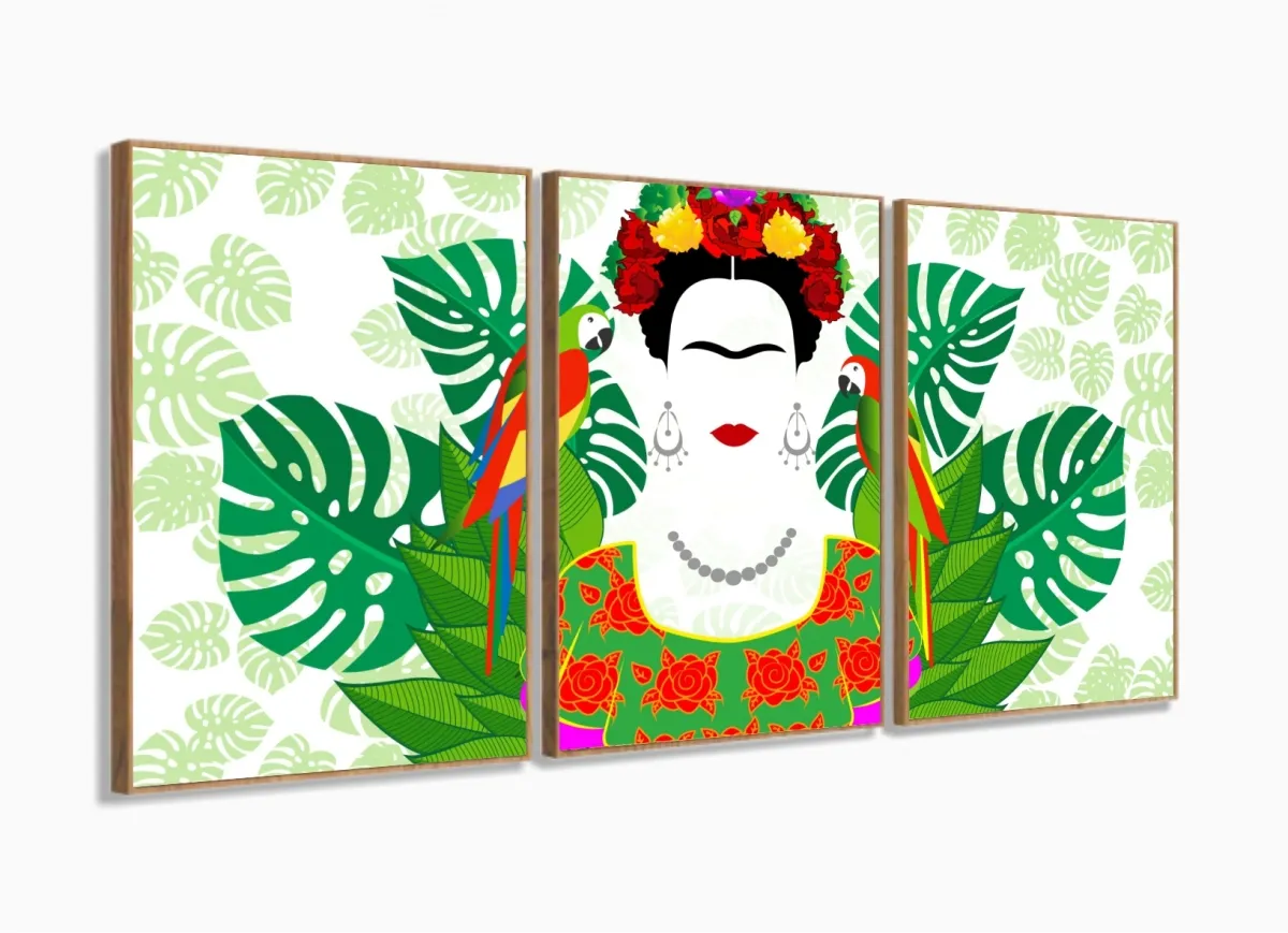Quadro Decorativo Sala Quarto Escritório Frida Kahlo 120x60 com moldura filete Imagem