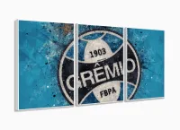 Quadro Decorativo Sala Quarto Escritório Grêmio 120x60 3 peças com moldura filete - Foto 4