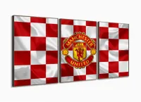 Quadro Decorativo Sala Quarto Escritório Manchester United 120x60 3 peças com moldura filete - Foto 2