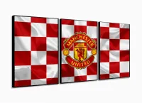 Quadro Decorativo Sala Quarto Escritório Manchester United 120x60 3 peças com moldura filete - Foto 3