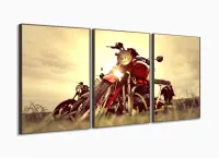 Quadro Decorativo Sala Quarto Escritório Motos 120x60 em tecido com moldura filete - Foto 2