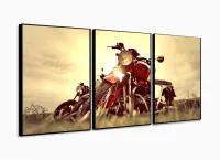 Quadro Decorativo Sala Quarto Escritório Motos 120x60 em tecido com moldura filete - Foto 3