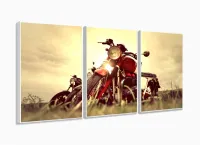 Quadro Decorativo Sala Quarto Escritório Motos 120x60 em tecido com moldura filete - Foto 4