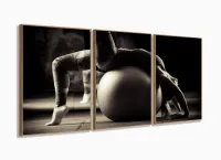 Quadro Decorativo Sala Quarto Escritório Pilates 3 peças 120x60 com moldura filete filete