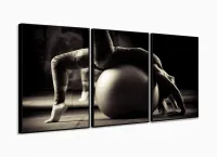 Quadro Decorativo Sala Quarto Escritório Pilates 3 peças 120x60 com moldura filete filete - Foto 3