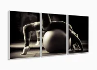 Quadro Decorativo Sala Quarto Escritório Pilates 3 peças 120x60 com moldura filete filete - Foto 4