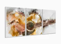 Quadro Decorativo Sala Quarto Violão 120x60 3 peças com moldura filete - Foto 4