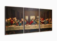 Quadro Decorativo Santa Ceia Jesus 3 pç 120x60 com moldura filete - Foto 2