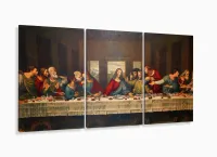 Quadro Decorativo Santa Ceia Jesus 3 pç 120x60 com moldura filete - Foto 5