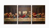 Quadro Decorativo Santa Ceia Jesus 3 pç 120x60 com moldura filete - Foto 6