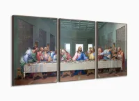 Quadro Decorativo Santa Ceia Jesus Sala Quarto 120x60 com moldura filete - Foto 2