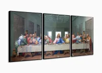 Quadro Decorativo Santa Ceia Jesus Sala Quarto 120x60 com moldura filete - Foto 3