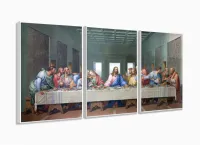 Quadro Decorativo Santa Ceia Jesus Sala Quarto 120x60 com moldura filete - Foto 4