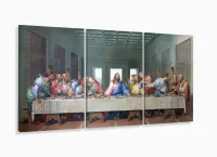 Quadro Decorativo Santa Ceia Jesus Sala Quarto 120x60 com moldura filete - Foto 5