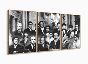 Quadro Decorativo Scarface 3 Peças 120x60 Cm Em Tecido com moldura filete