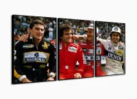 Quadro Decorativo Senna Pique Prost Mansel 120x60 3 peças com moldura filete - Foto 3