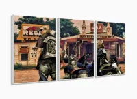 Quadro Decorativo Sons Of Anarchy Artístico Tecido 120x60 3 peças m01 com moldura filete - Foto 4