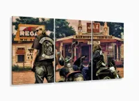 Quadro Decorativo Sons Of Anarchy Artístico Tecido 120x60 3 peças m01 com moldura filete - Foto 5