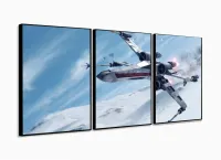 Quadro Decorativo Star Wars B 5 peças 120x60 3 peças cm em tecido com moldura filete - Foto 3