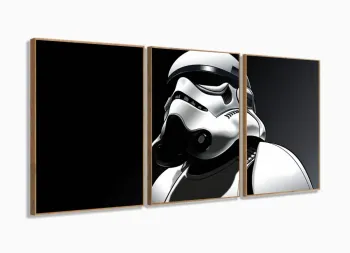 Quadro Decorativo Star Wars Com Tela Em Tecido  120x60 3 peças com moldura filete