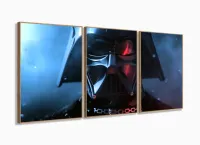 Quadro Decorativo Star Wars Darth Vade 120x60 3 peças com moldura filete