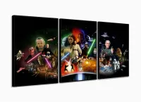Quadro Decorativo Star Wars E 3 peças 120x60 cm em tecido com moldura filete - Foto 3