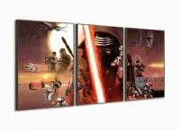 Quadro Decorativo Star Wars G 5 peças 120x60 3 peças cm em tecido com moldura filete - Foto 2