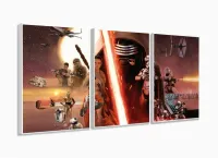 Quadro Decorativo Star Wars G 5 peças 120x60 3 peças cm em tecido com moldura filete - Foto 4
