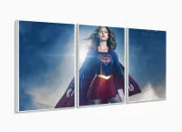 Quadro decorativo SuperGirl com Tela em Tecido 3 peças com moldura filete - Foto 4