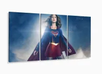 Quadro decorativo SuperGirl com Tela em Tecido 3 peças com moldura filete - Foto 5