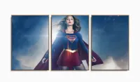 Quadro decorativo SuperGirl com Tela em Tecido 3 peças com moldura filete - Foto 6