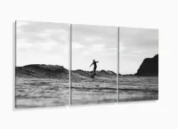 Quadro Decorativo Surf Preto e Branco Sala Quarto 3 péças com moldura filete - Foto 5