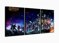 Quadro Decorativo Team Vingadores 3 peças 120x60 cm em tecid com moldura filete - Foto 3